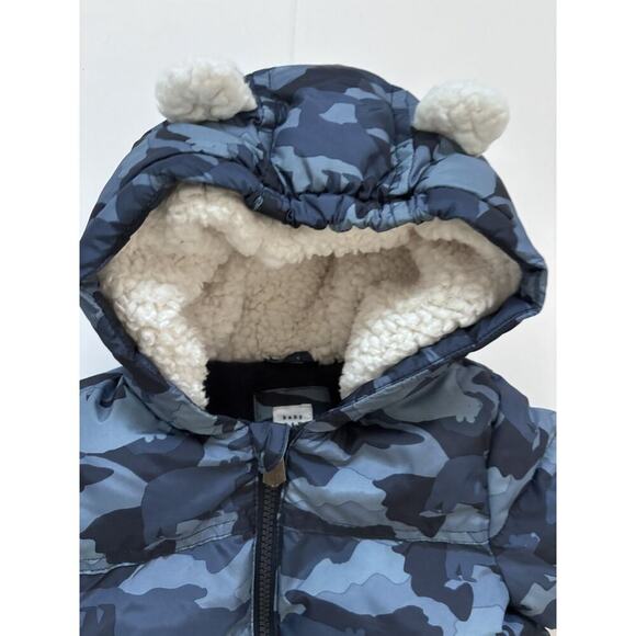 Gap Blue Camouflage Hooded Puffer Coat - Picture 3 of 9
